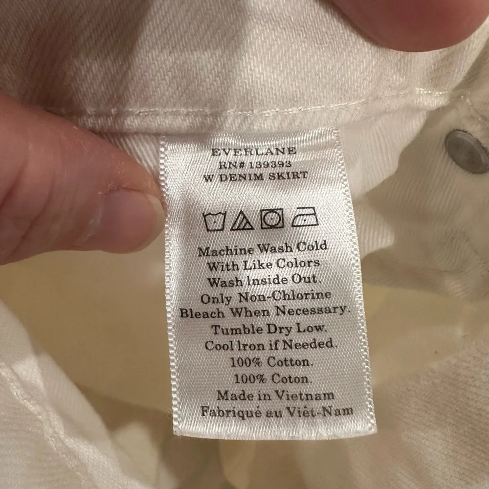Everlane White Denim Mini Skirt High Waisted 100% Cotton Size 30